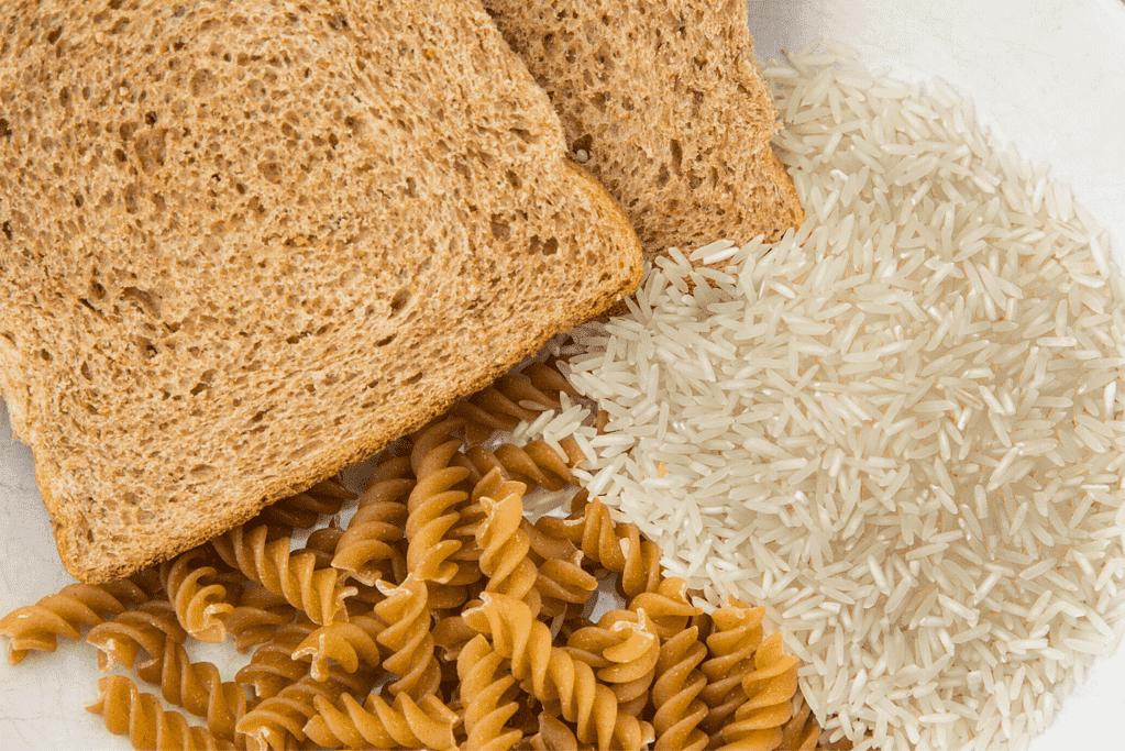 whole grain bread, while grain pasta and brown rice